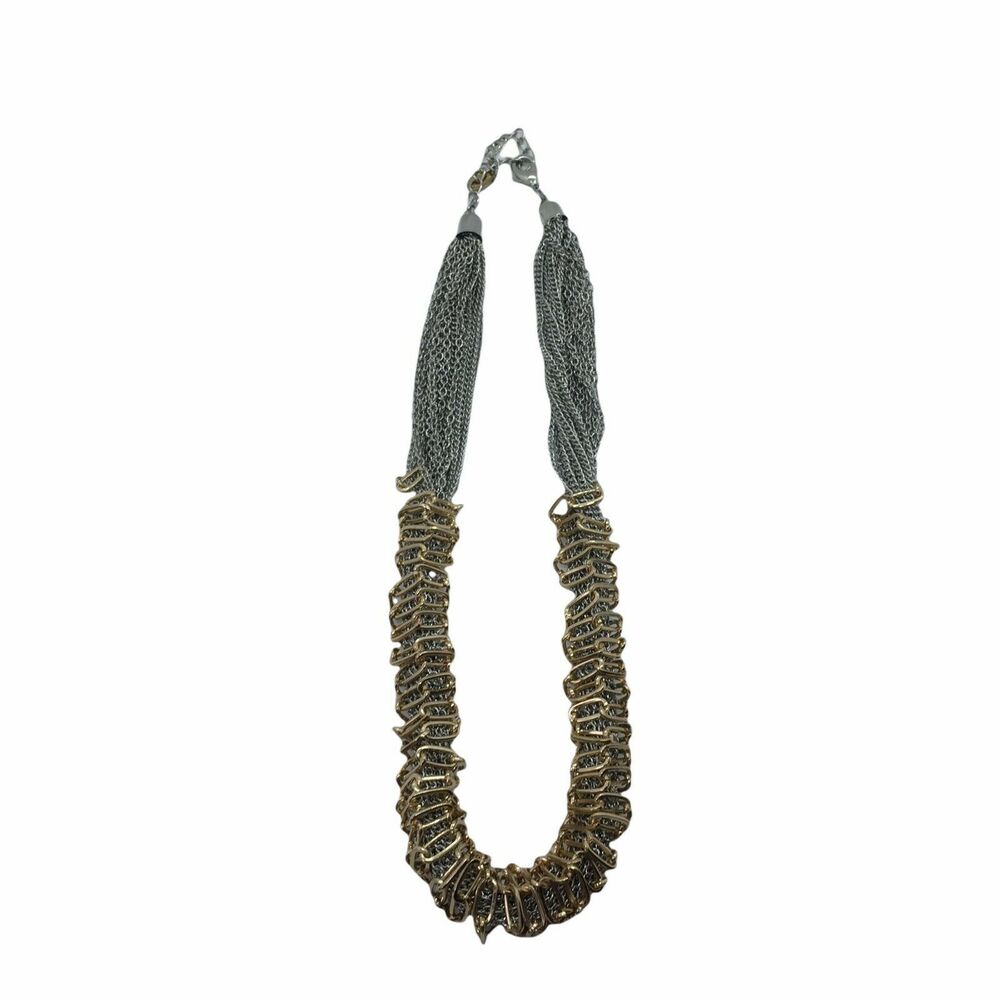 Ali Khan Choker Necklace Women's Silver Gold Tone Lobster Claw Clasp Funky 18"